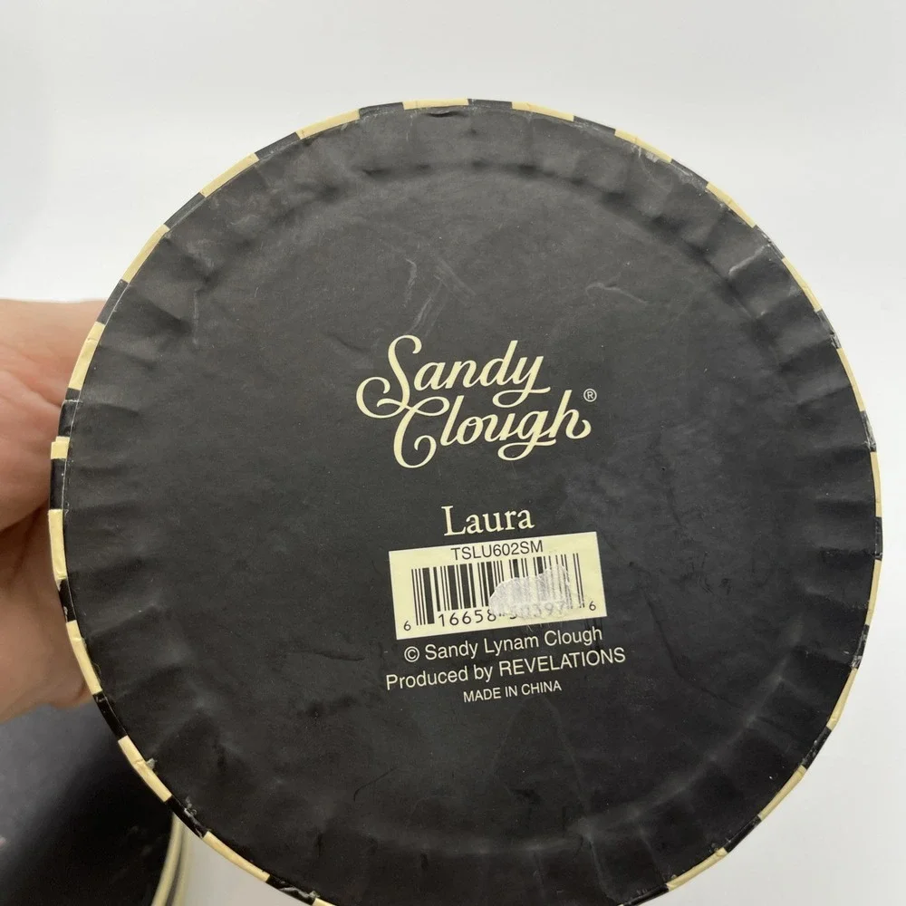 SANDY LYNAM CLOUGH LAURA Paper TRINKET BOX  BLACK STRIPES‎ ROSES 4